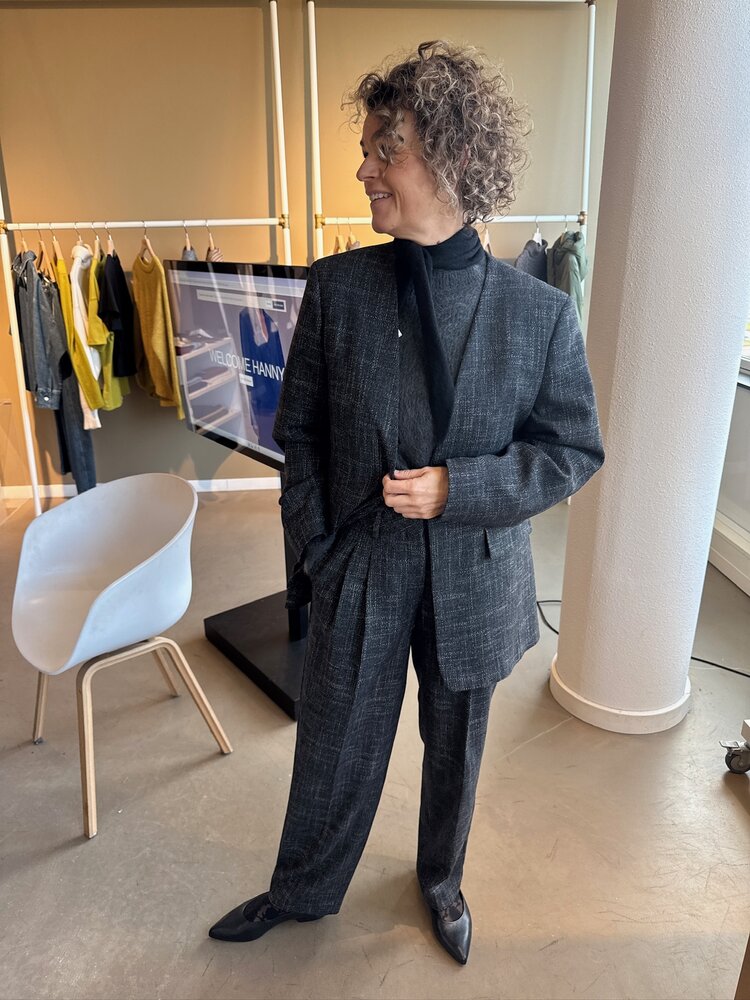 Selected Femme Barrel Malia MW Pants Dark Grey