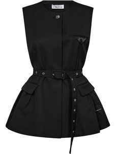 Haute L'Amitié Peplum Belt Vest Black