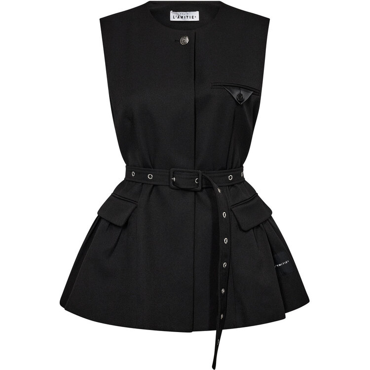 Haute L'Amitié Peplum Belt Vest Black