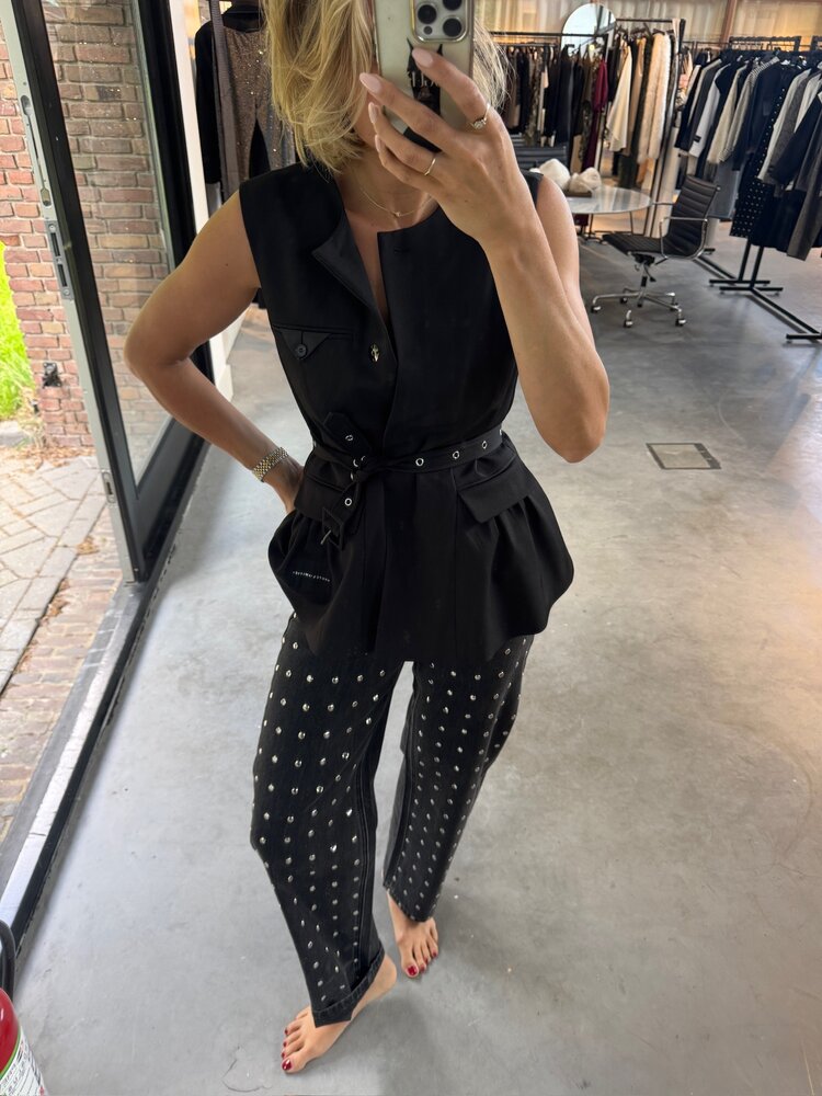 Haute L'Amitié Peplum Belt Vest Black