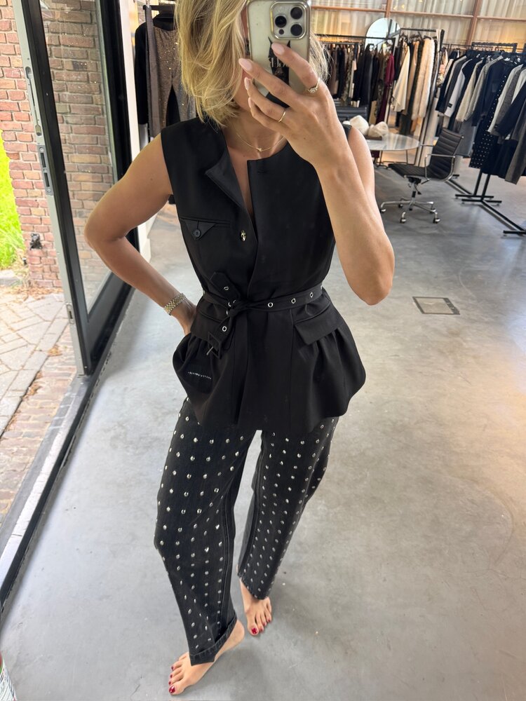 Haute L'Amitié Peplum Belt Vest Black