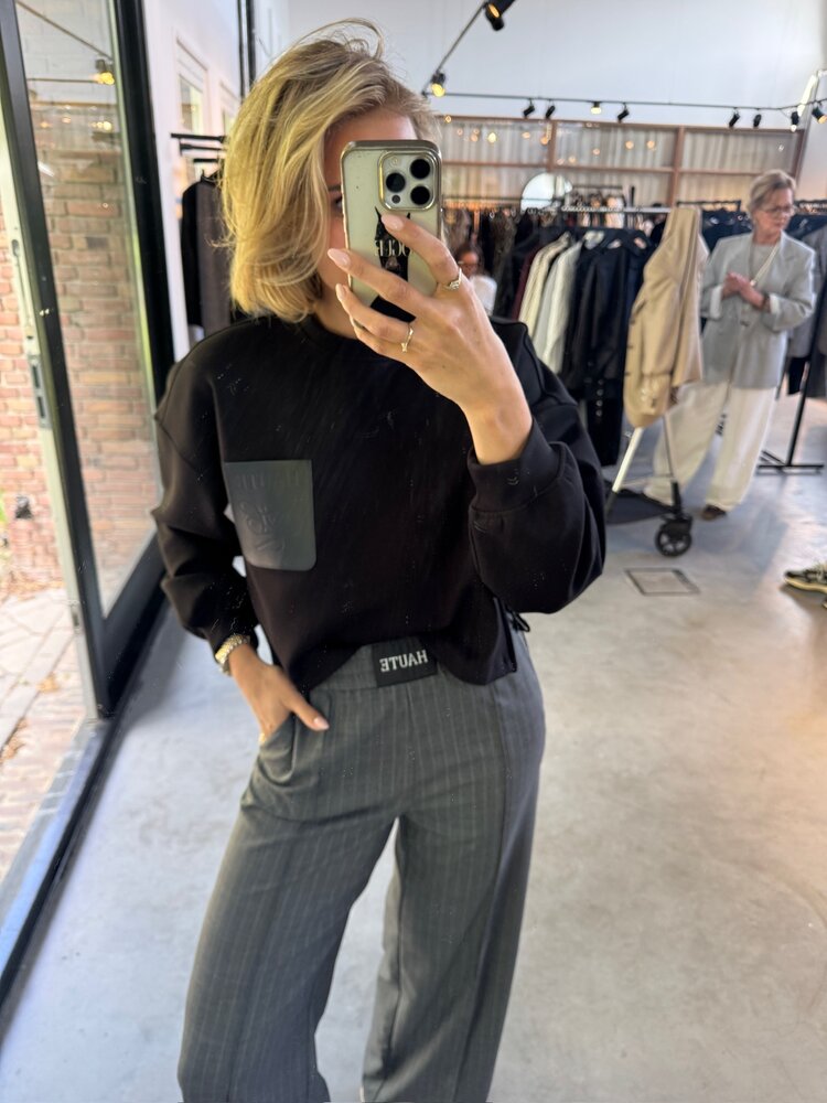 Co'Couture Maxi Crop Zip Pocket Sweat Black