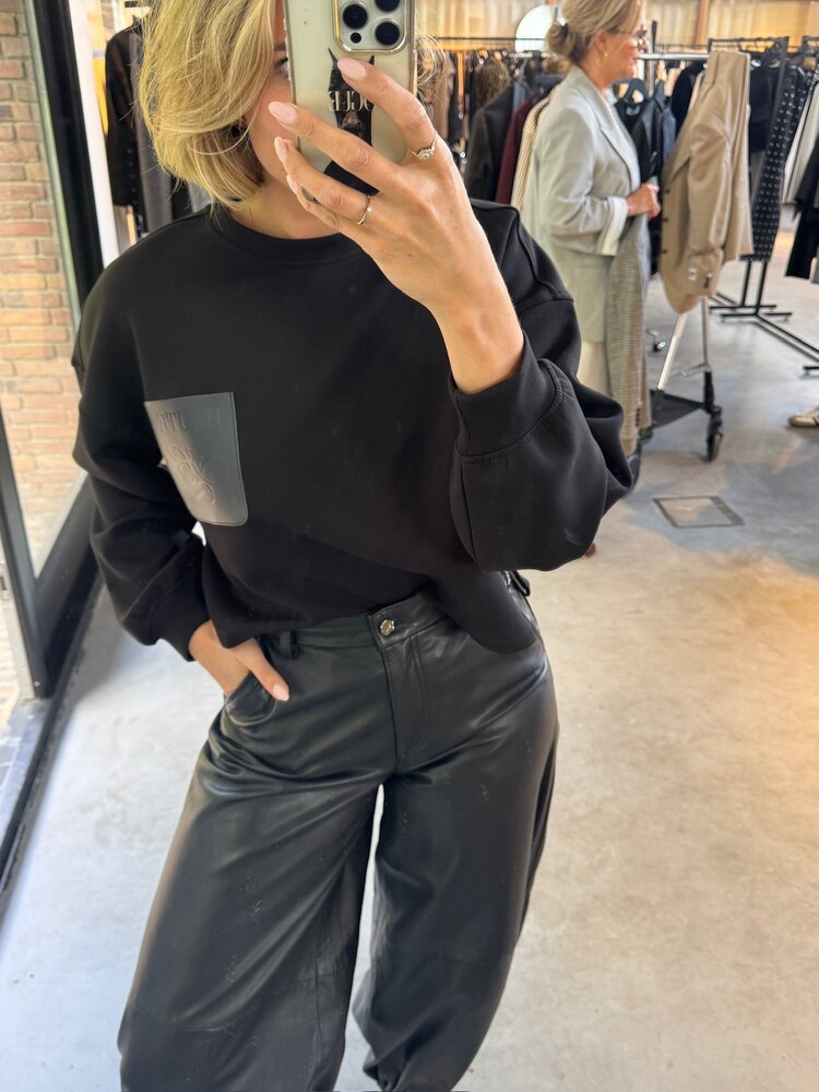 Co'Couture Maxi Crop Zip Pocket Sweat Black