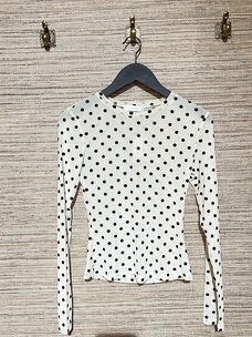 Just be Jolie Dot Top Longsleeve Creme