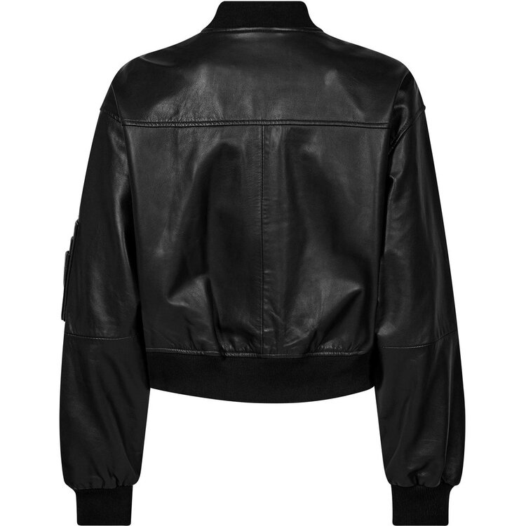 Haute L'Amitié Yasmin Leather Bomber Jacket Black