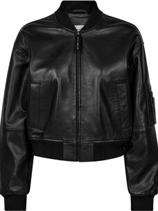 Haute L'Amitié Yasmin Leather Bomber Jacket Black