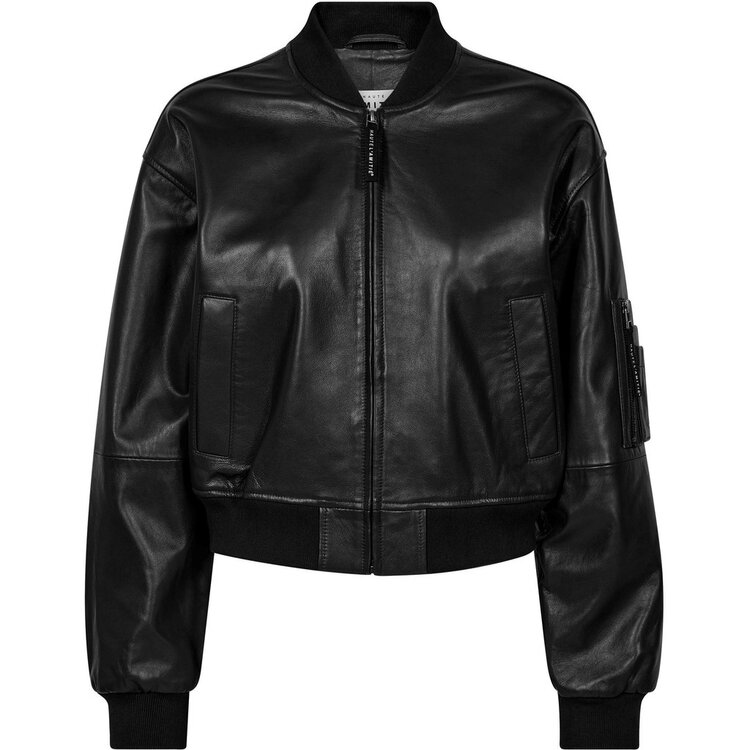 Haute L'Amitié Yasmin Leather Bomber Jacket Black