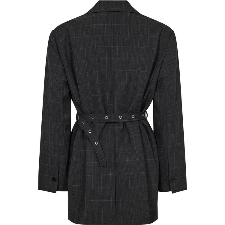 Haute L'Amitié Smokey Check Oversized Bell Blazer Antracit