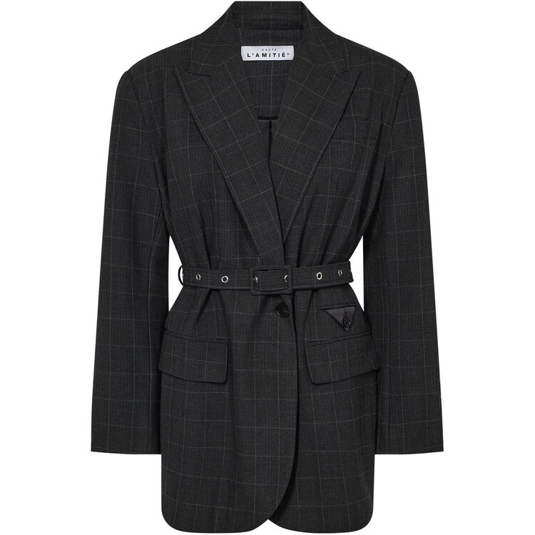 Haute L'Amitié Smokey Check Oversized Bell Blazer Antracit
