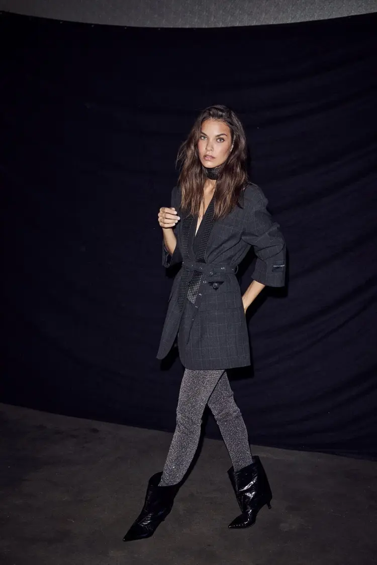 Haute L'Amitié Smokey Check Oversized Bell Blazer Antracit