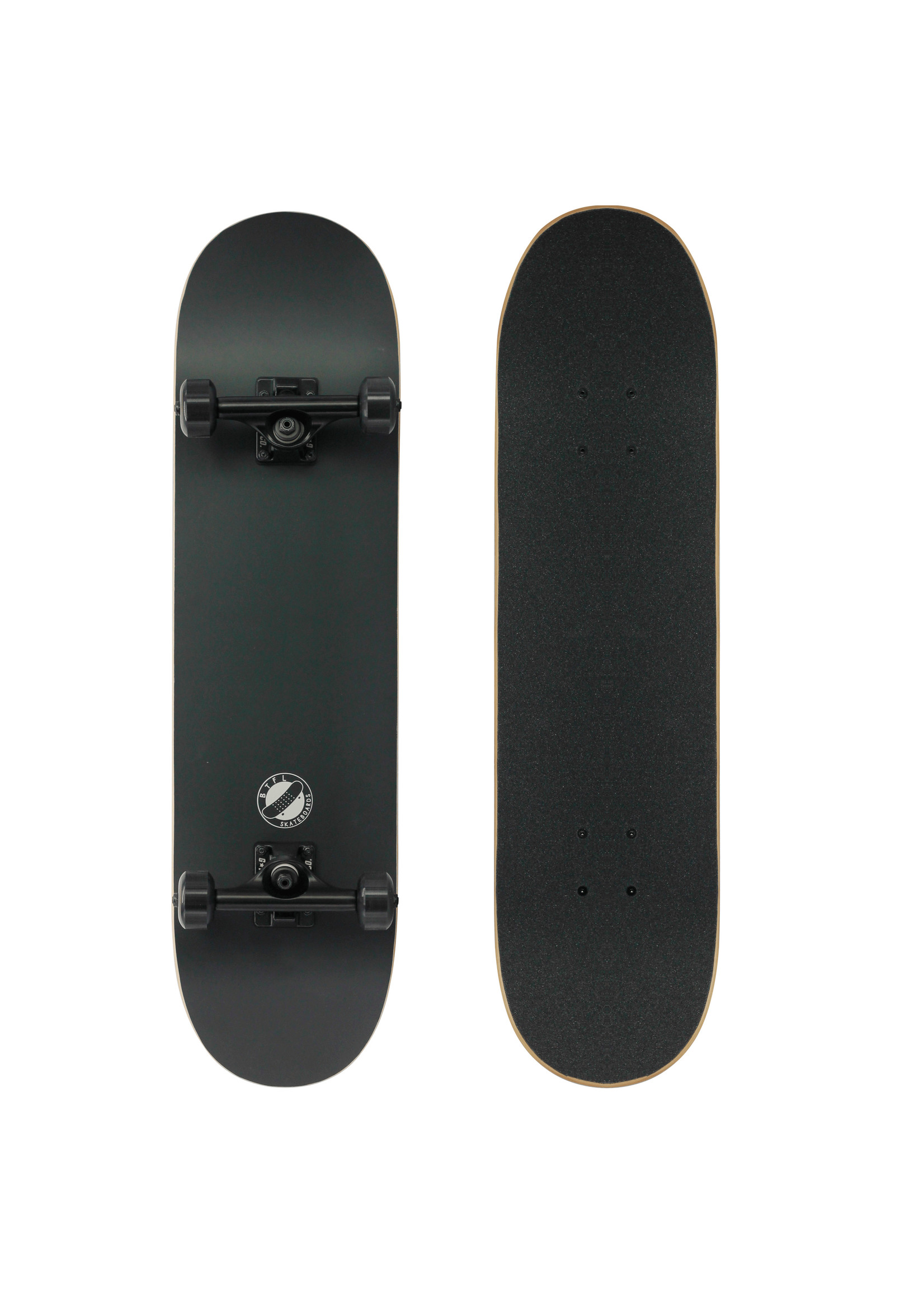 BTFL 8.125" Complete Skateboard Plain Series: Black Edition