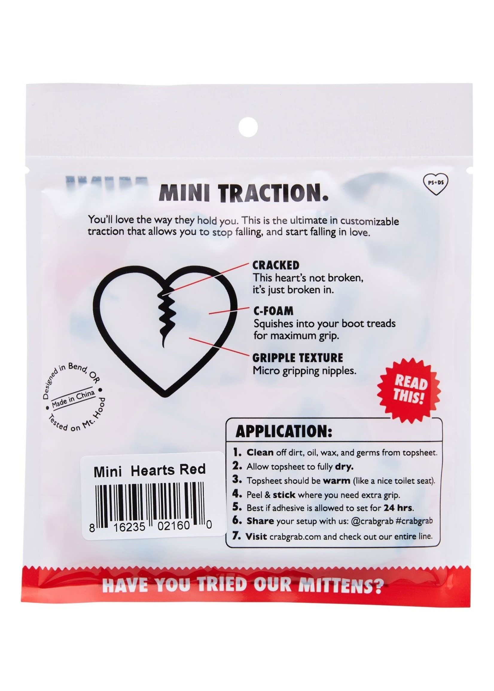 Crab Grab Traction Pad Mini Hearts Powder Blue