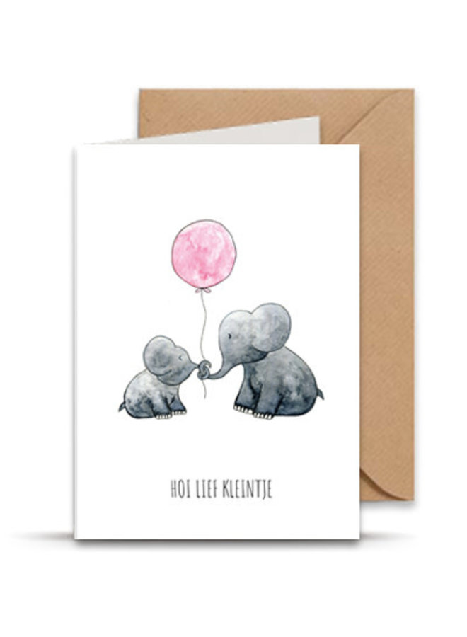 Juulz illustrations - Hoi lief kleintje olifant roze