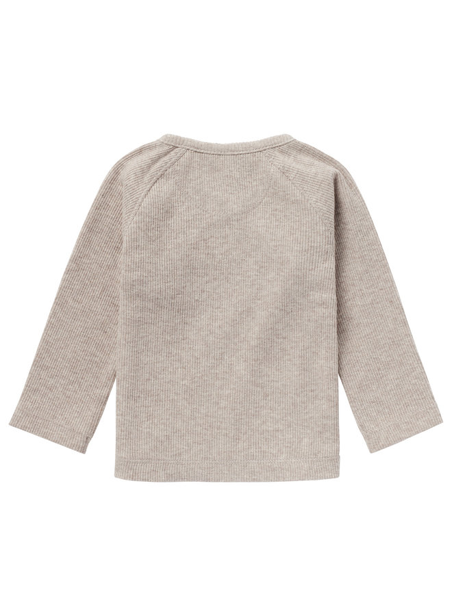 Tee Overlap LS Rib – Taupe Melange