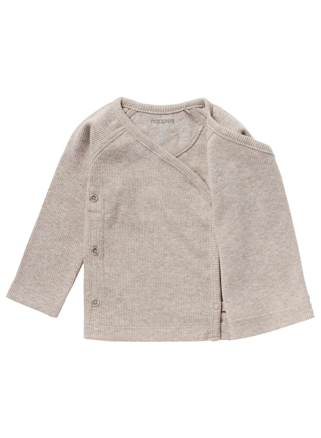 Tee Overlap LS Rib – Taupe Melange