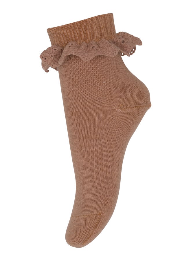 Cotton socks with lace Tawny Brown