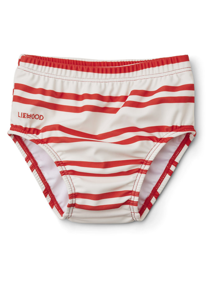 Anthony baby swim pants Stripe: Creme de la creme/Apple red