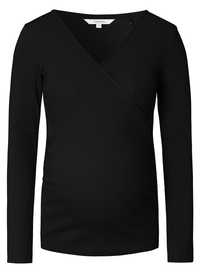 Sara nursing rib top LS – Black