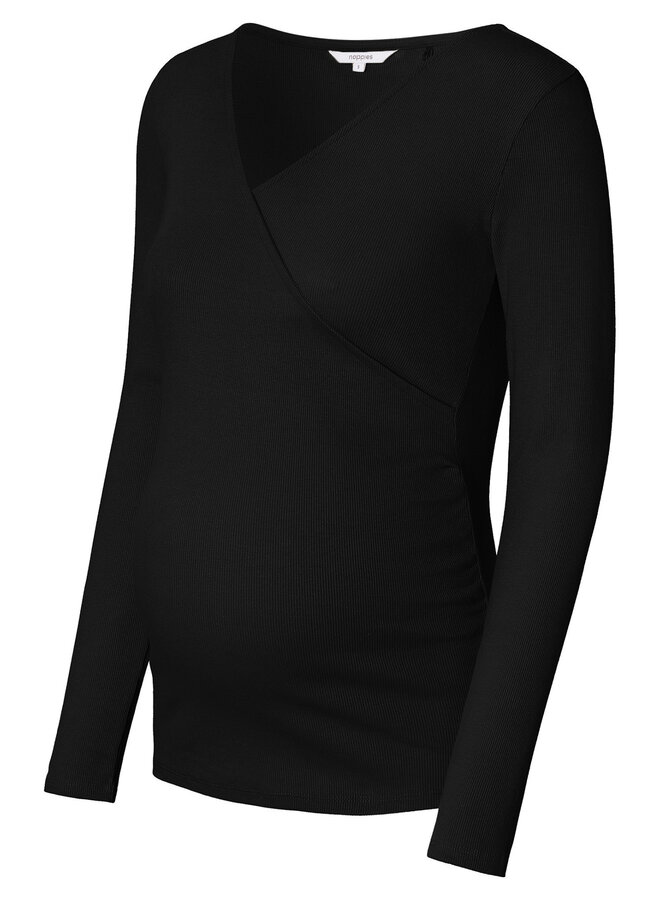 Sara nursing rib top LS – Black