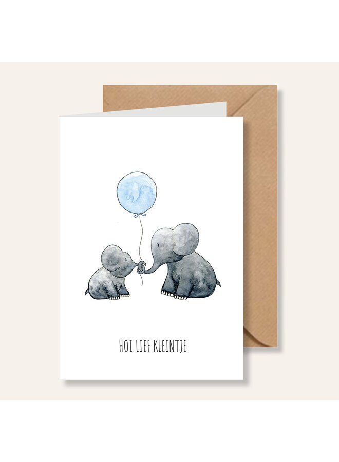 Juulz illustrations - Hoi lief kleintje olifant blauw