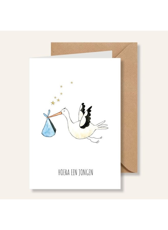 Juulz Illustrations | Hoera Een Jongen - Ooievaar