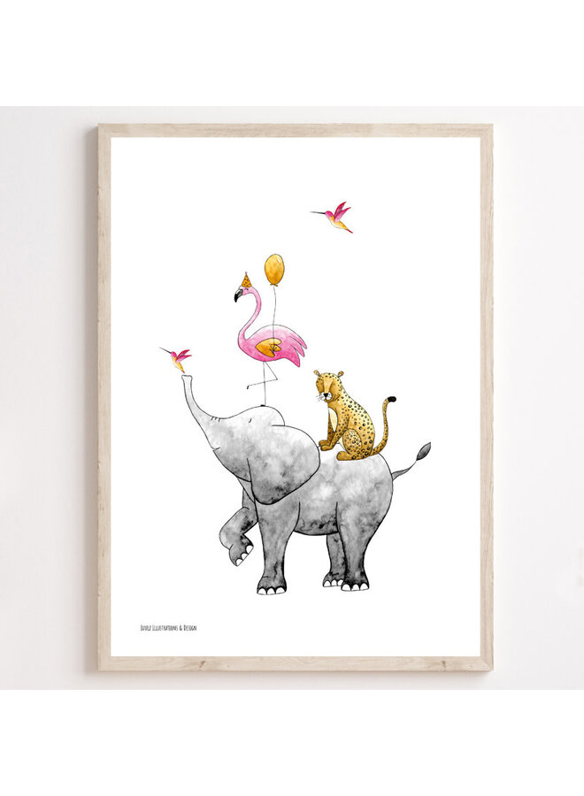 Juulz illustrations poster - stapeldieren roze