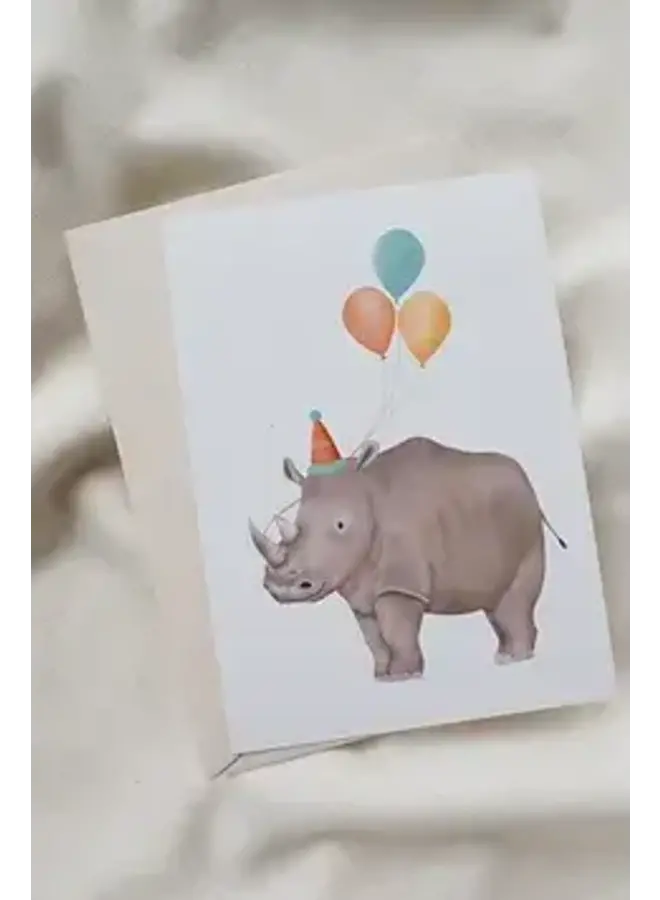 Getekend door zusje - Birthday Rhino