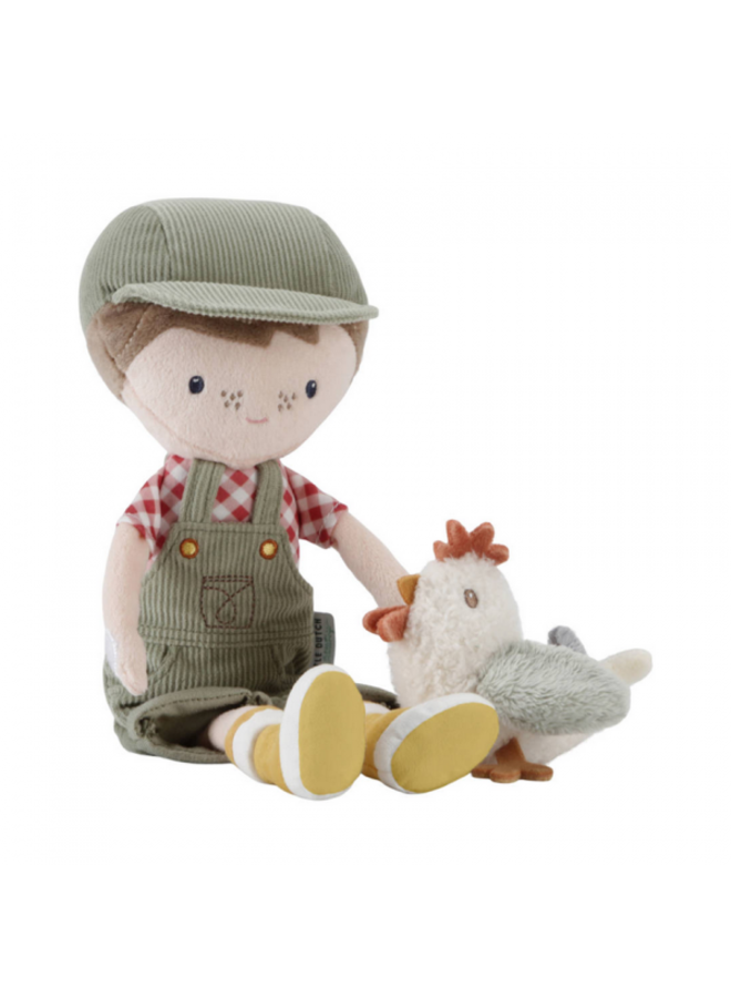 Little Dutch - Knuffelpop Boer Jim met Kip 35 cm