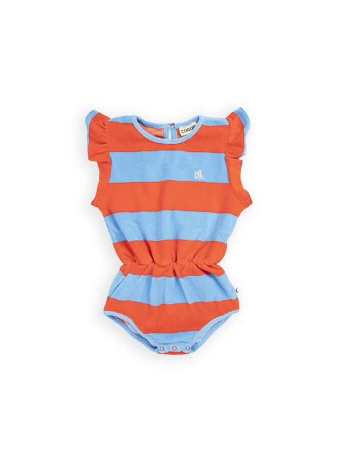 CarlijnQ Stripes red/blue - ruffled playsuit