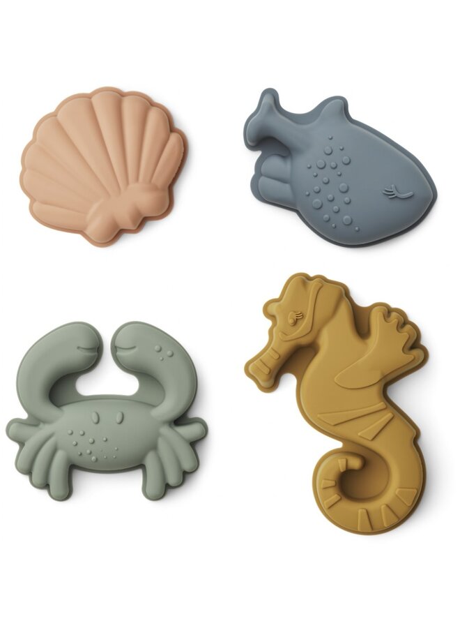 Gill sand moulds 4-pack - Sea creature/sandy mix