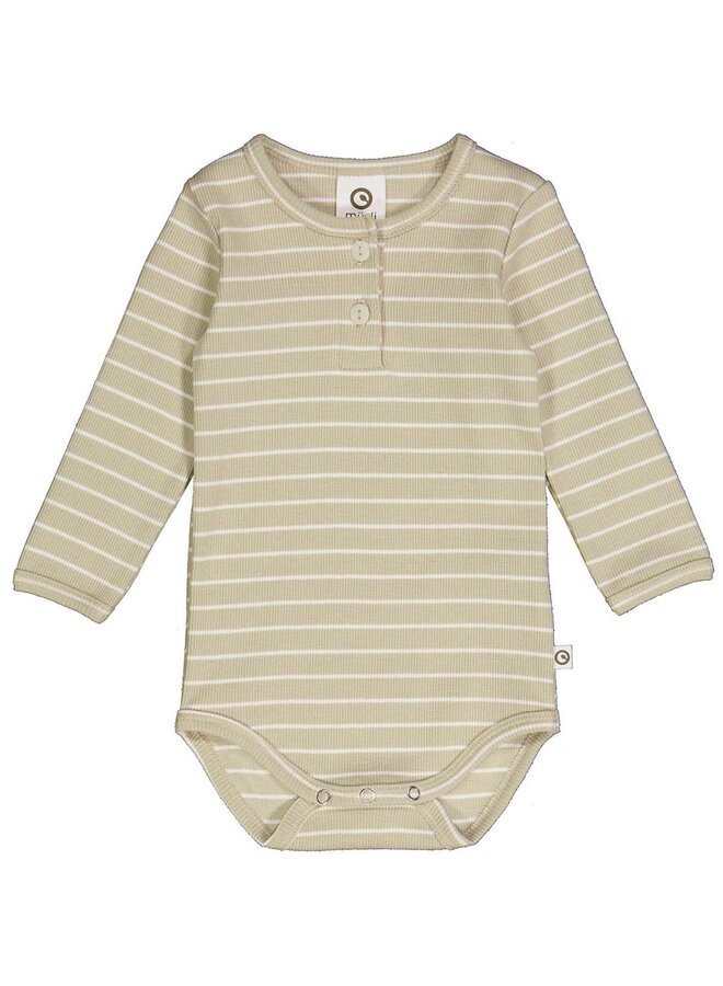 Stripe rib granny l/s body – Desert green