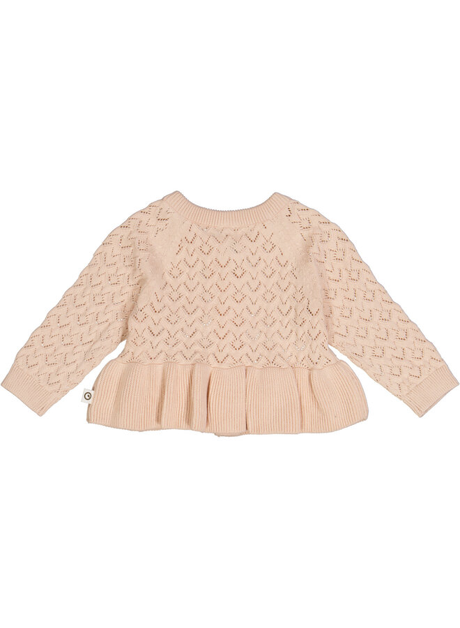 Knit needle out l/s cardigan baby – Balsam rose