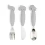 Easy-grip cutlery set Deer friends - Grey