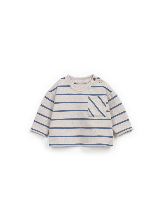 STRIPED JERSEY LS T-SHIRT WHALE