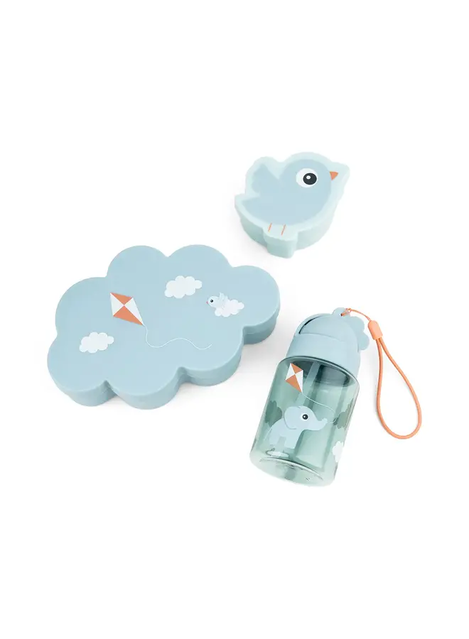 Lunch & snack box w/straw bottle Playground Blue