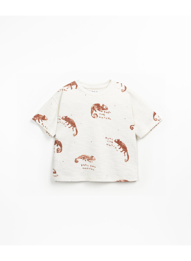 PRINTED RIB T-SHIRT GRÉS