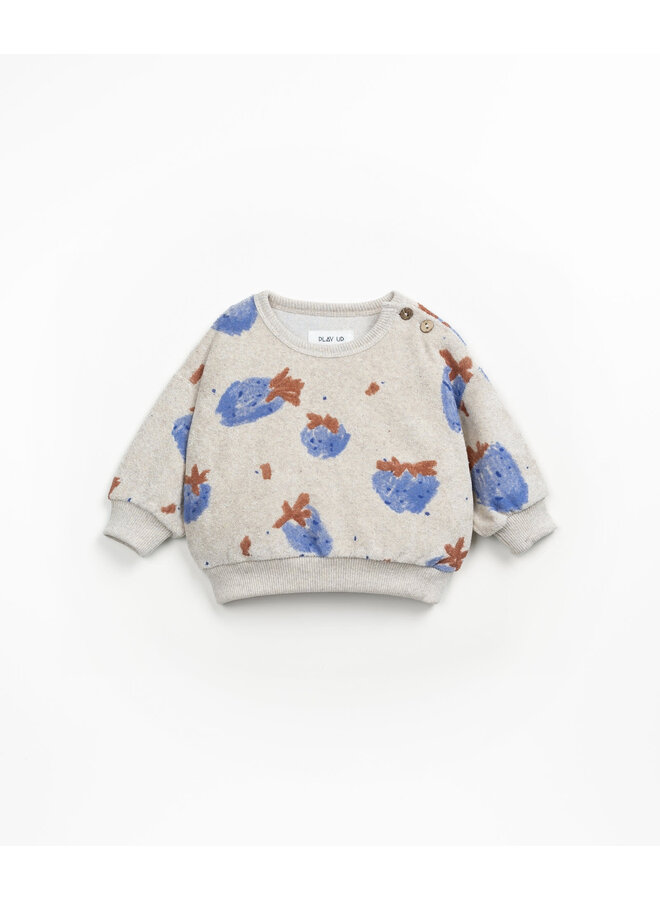 PRINTED PLUSH SWEATER GRÉS