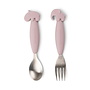 Easy-grip spoon and fork set Deer friends Powder