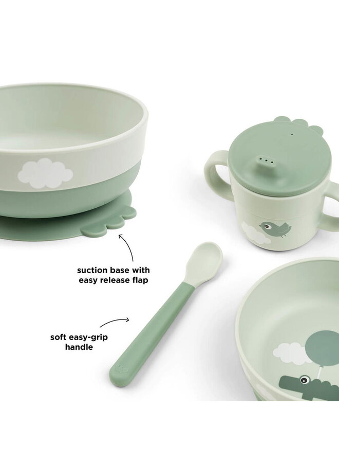 Foodie first meal set w/suction Happy clouds Green