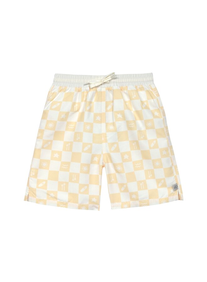 LSF Boardie Shorts Check Pattern – Vanilla