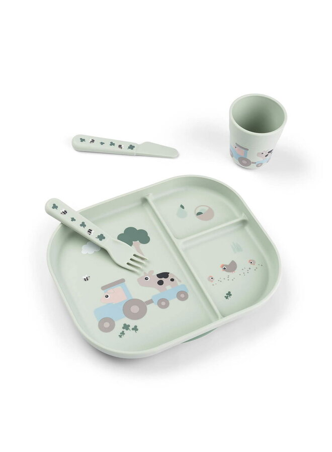 Foodie dinner set w/suction Tiny farm