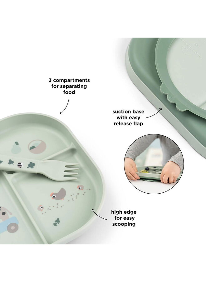 Foodie dinner set w/suction Tiny farm