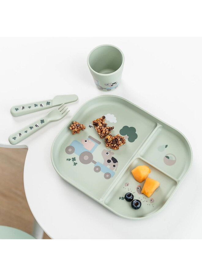 Foodie dinner set w/suction Tiny farm