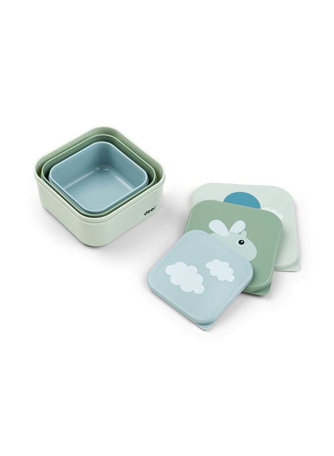 Snack box set 3 pcs Happy clouds - Green