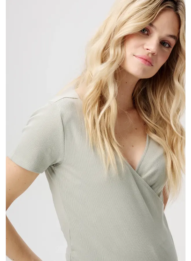 Sanson nursing rib top SS - Pigeon