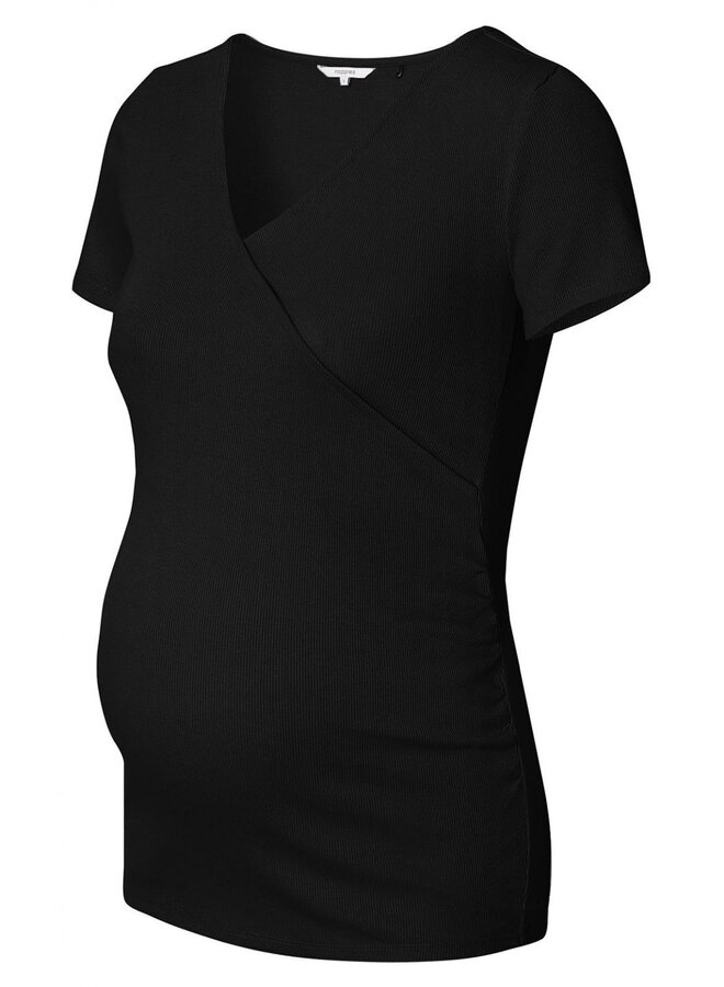 Sanson nursing rib top SS - Black