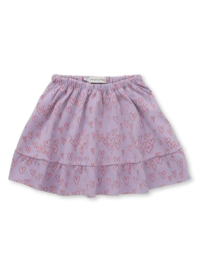 Skirt ruffle hearts print