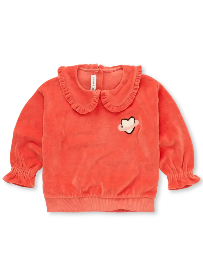 Sweatshirt velvet ruffle collar