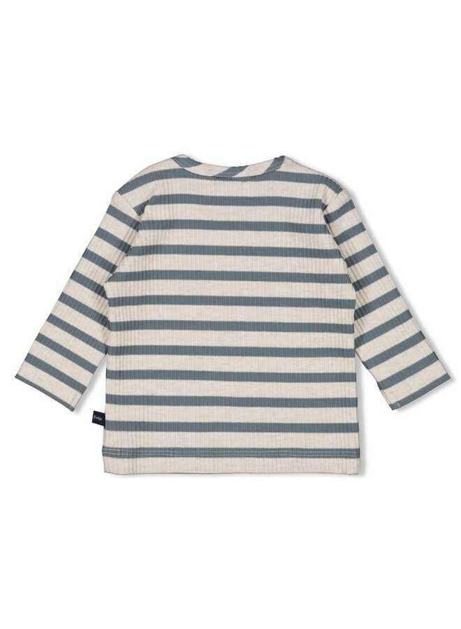 Longsleeve rib met streep -  Let's Go! | Petrol