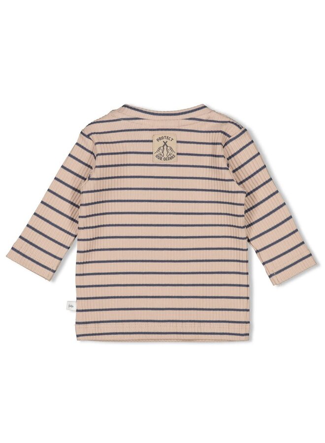 Longsleeve rib met streep – Narwal | Taupe